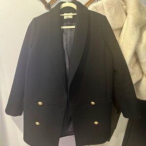 Sezane Elegant Black Blazer with Gold Accents